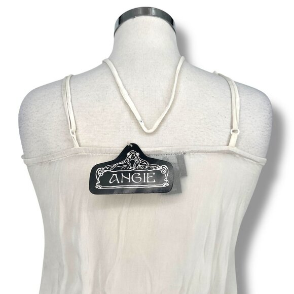 Angie Sheer Sleeveless Top Embroidered Waistband White Size Medium NWT - Picture 6 of 11